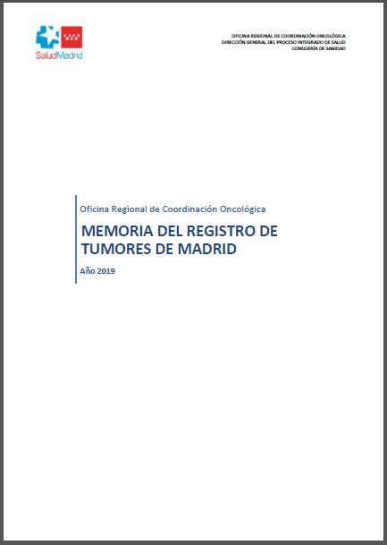 Portada de Memoria del Registro de Tumores de Madrid. Año 2019