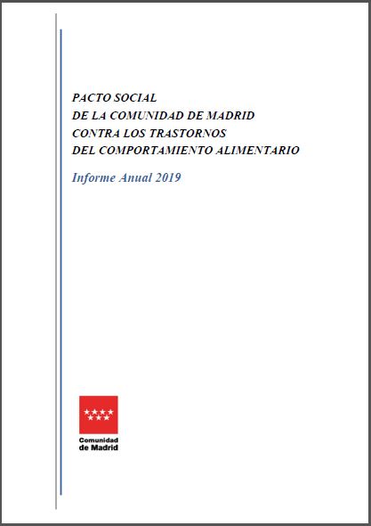 Portada de Pacto Social de la Comunidad de Madrid contra los Trastornos del Comportamiento Alimentario. Informe Anual 2019
