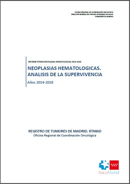 Portada de Informe de incidencia y supervivencia de las neoplasias hematológicas. Años 2014-2018