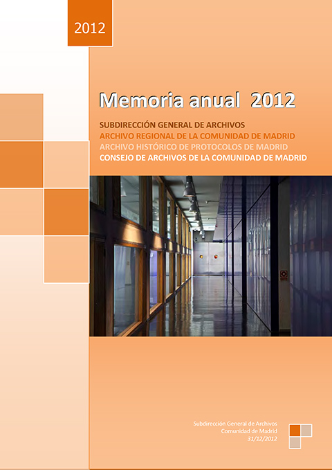 Portada de Memoria anual 2012. Archivos de la Comunidad de Madrid