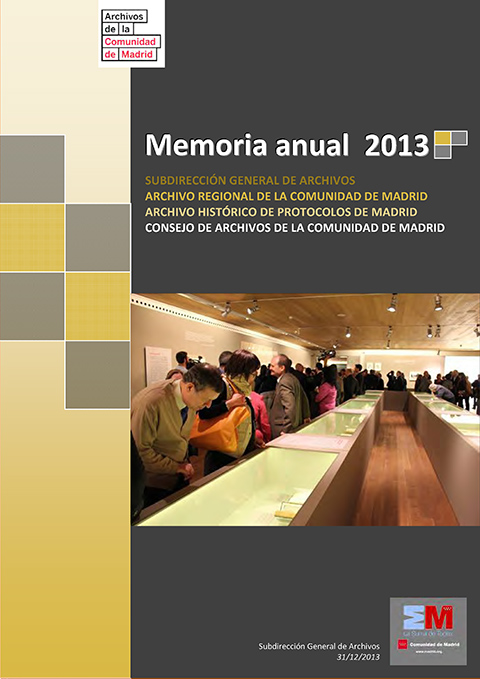 Portada de Memoria anual 2013. Archivos de la Comunidad de Madrid
