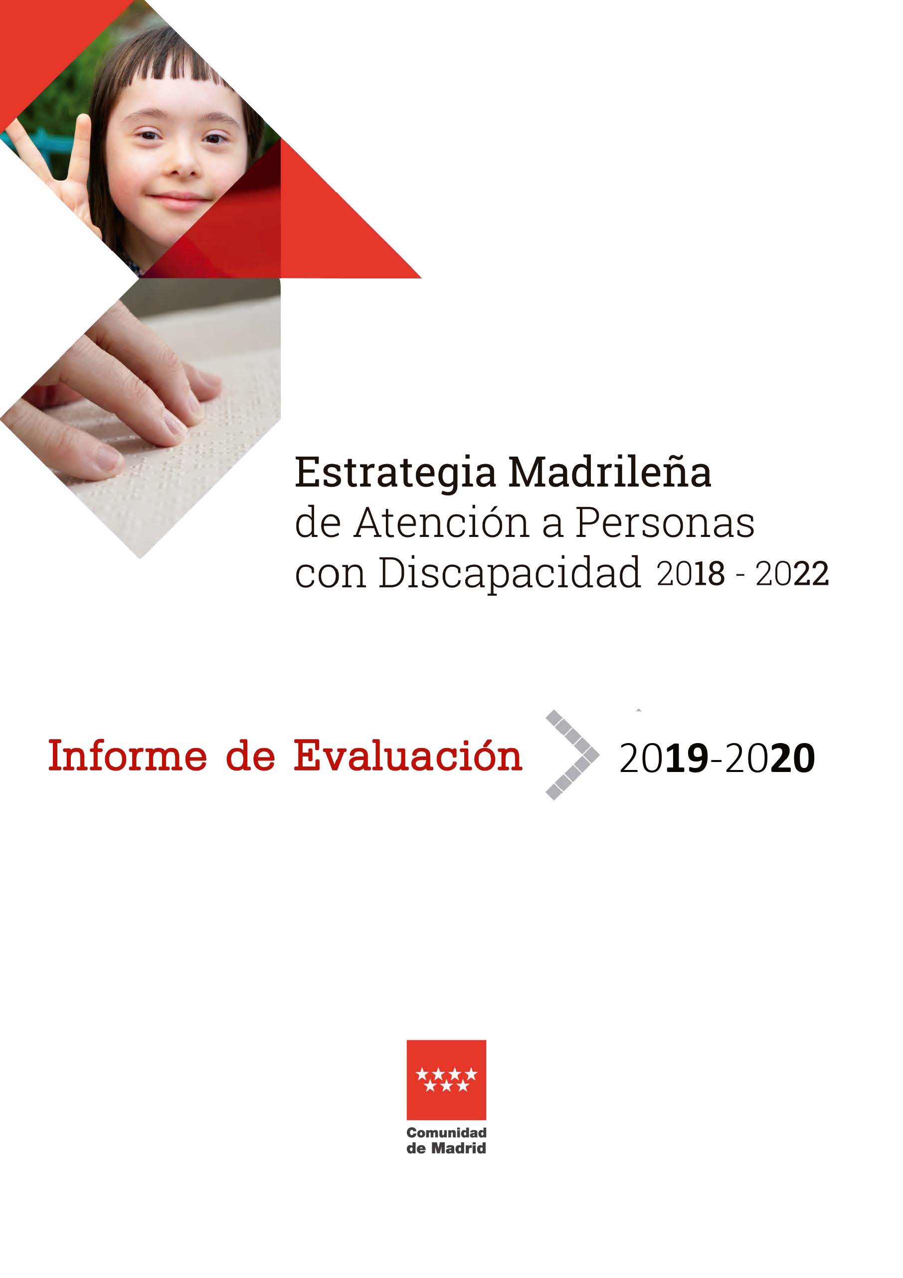Portada de Informe de evaluación 2019- 2020. Estrategia madrileña de atención a personas con discapacidad 2018-2022