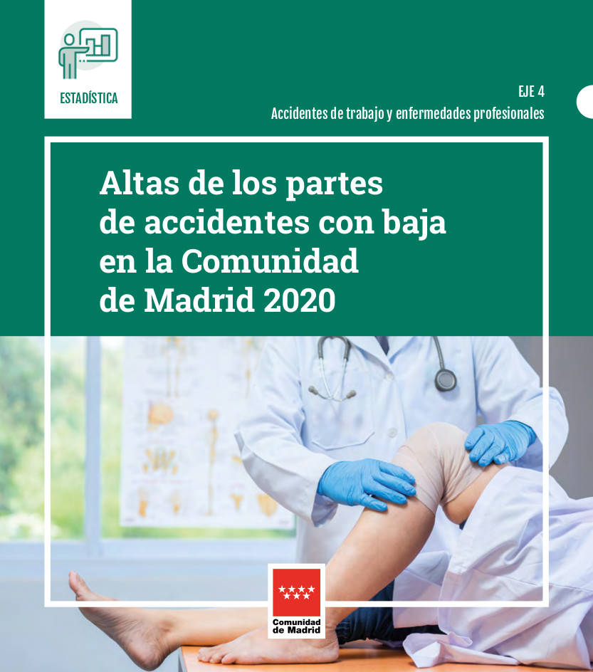 Portada de Altas de los partes de accidentes con baja en la Comunidad de Madrid 2020