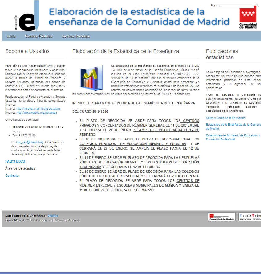 Portada de Elaboración de la Estadística de la Enseñanza de la Comunidad de Madrid 2022 (sitio web)