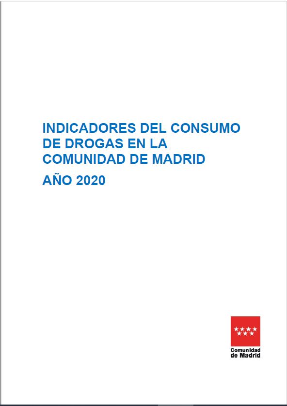 Portada de Indicadores del Consumo de Drogas en la Comunidad de Madrid.  Año 2020