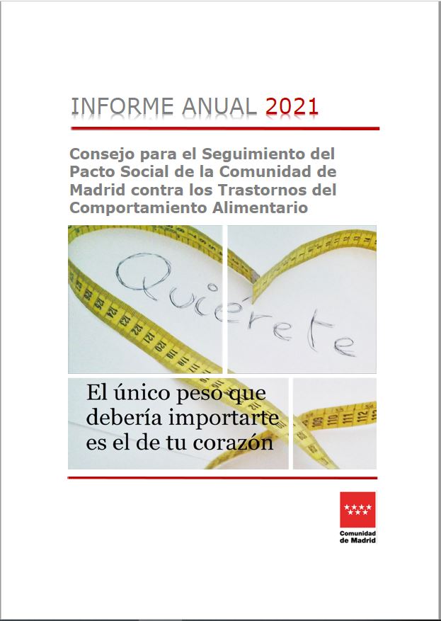 Portada de Informe anual 2021. Consejo para el seguimiento del Pacto Social de la Comunidad de Madrid contra los Trastornos del Comportamiento Alimentario