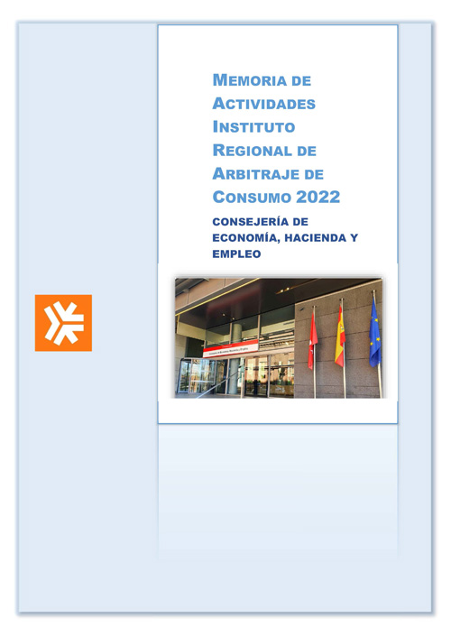 Portada de Memoria de actividades Instituto Regional de Arbitraje de Consumo, 2022