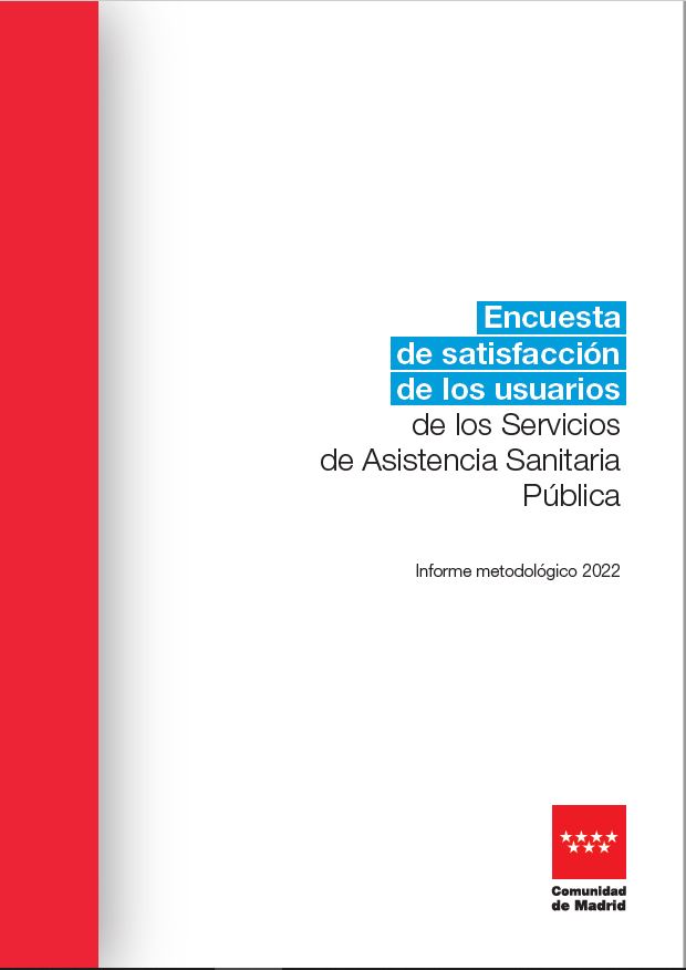 Portada de Encuesta de satisfacción de los usuarios de los servicios de asistencia sanitaria pública de la Comunidad de Madrid 2022: Informe metodológico