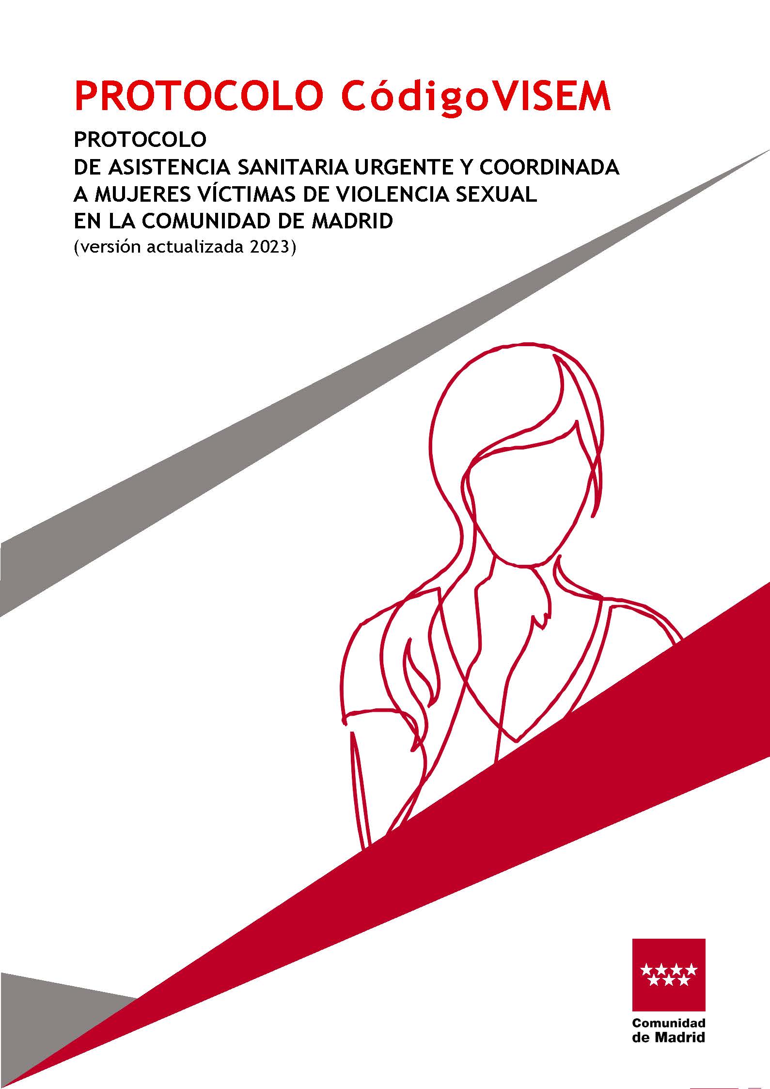 Portada de Protocolo Código VISEM. Protocolo de asistencia sanitaria urgente y coordinada a mujeres víctimas de violencia sexual en la Comunidad de Madrid (versión actualizada 2023)