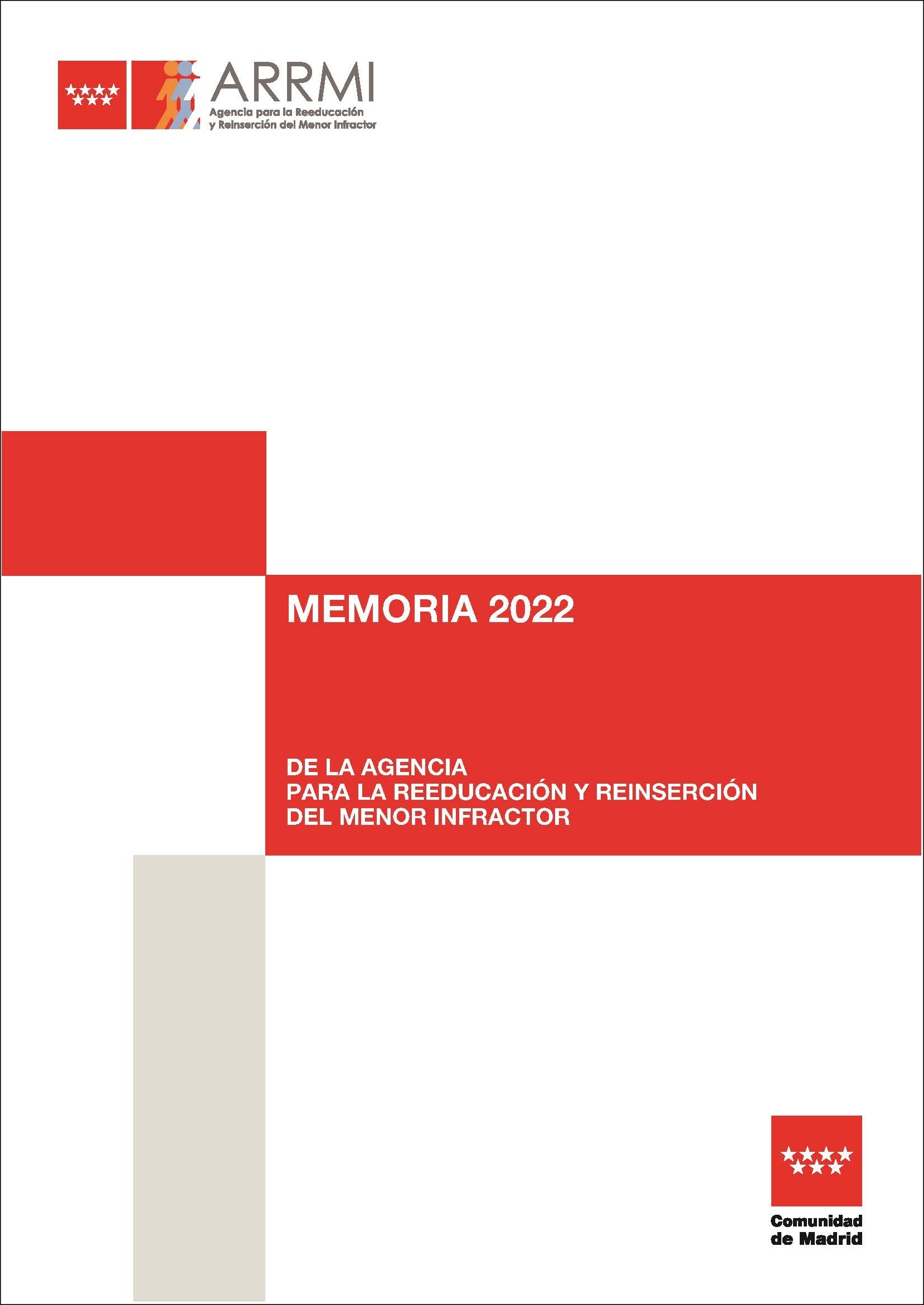 Portada de Memoria 2022 de la Agencia para la Reeducación y Reinserción del Menor Infractor