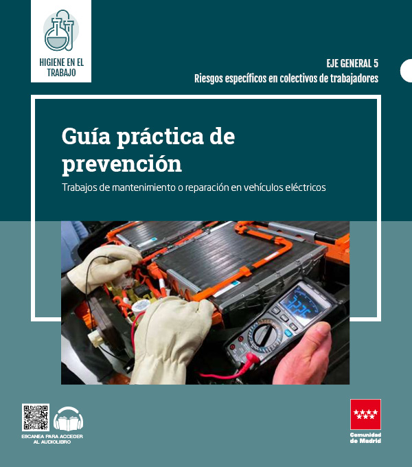 Portada de Guía práctica de prevención. Trabajos de mantenimiento o reparación en vehículos eléctricos
