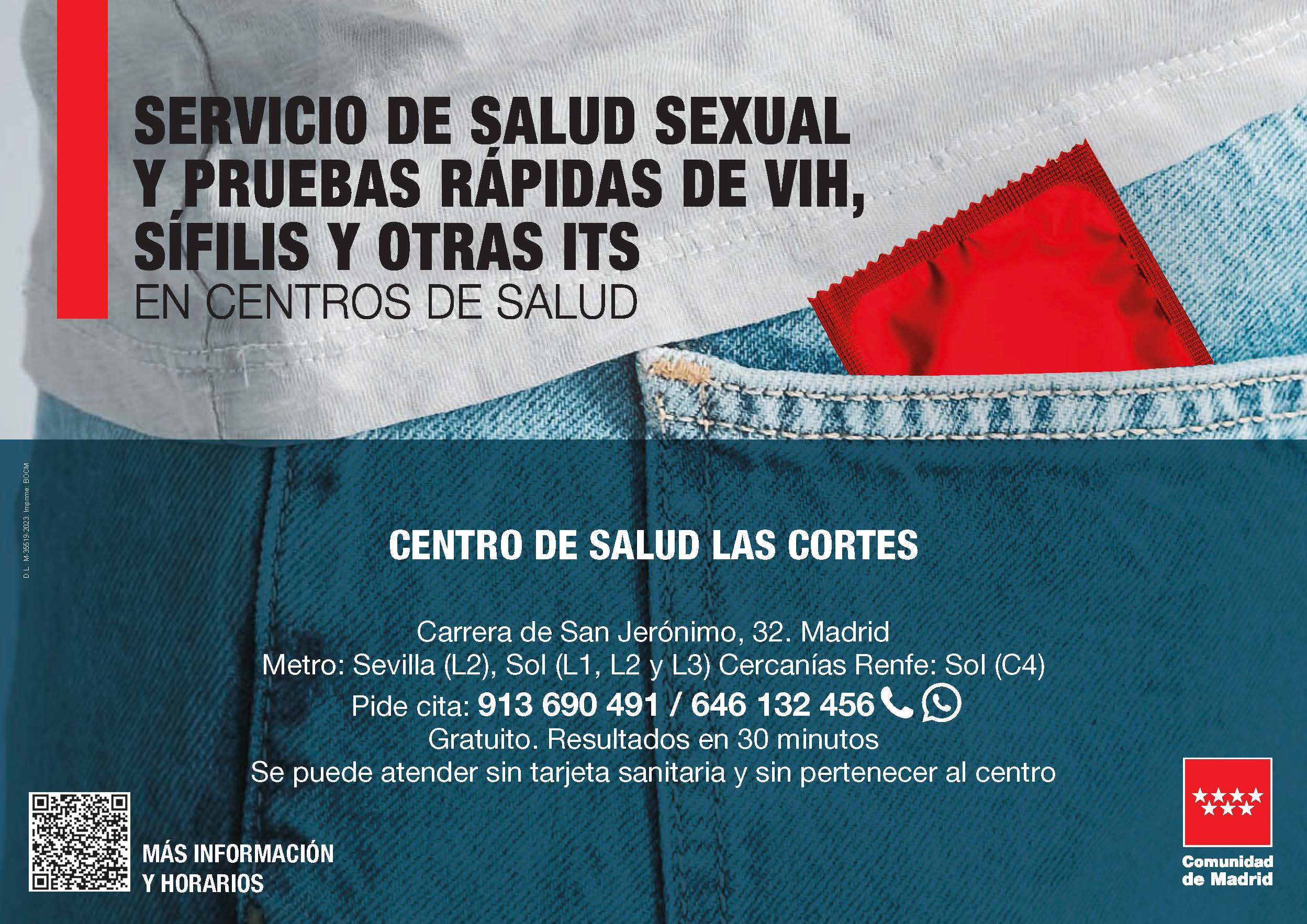 Portada de Servicio de Salud Sexual y Pruebas Rápidas de VIH, Sífilis y otras ITS en Centros de Salud (carteles)