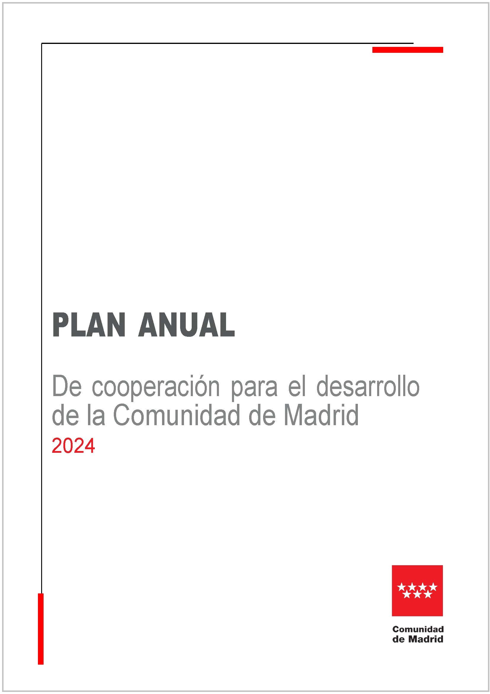 Portada de Plan anual de cooperación al desarrollo de la Comunidad de Madrid 2024