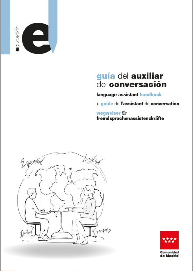 Portada de Guía del auxiliar de conversación. Language assistant handbook. Le guide de l’assistant de conversation. Wegweiser für Fremdsprachenassistenzkräfte