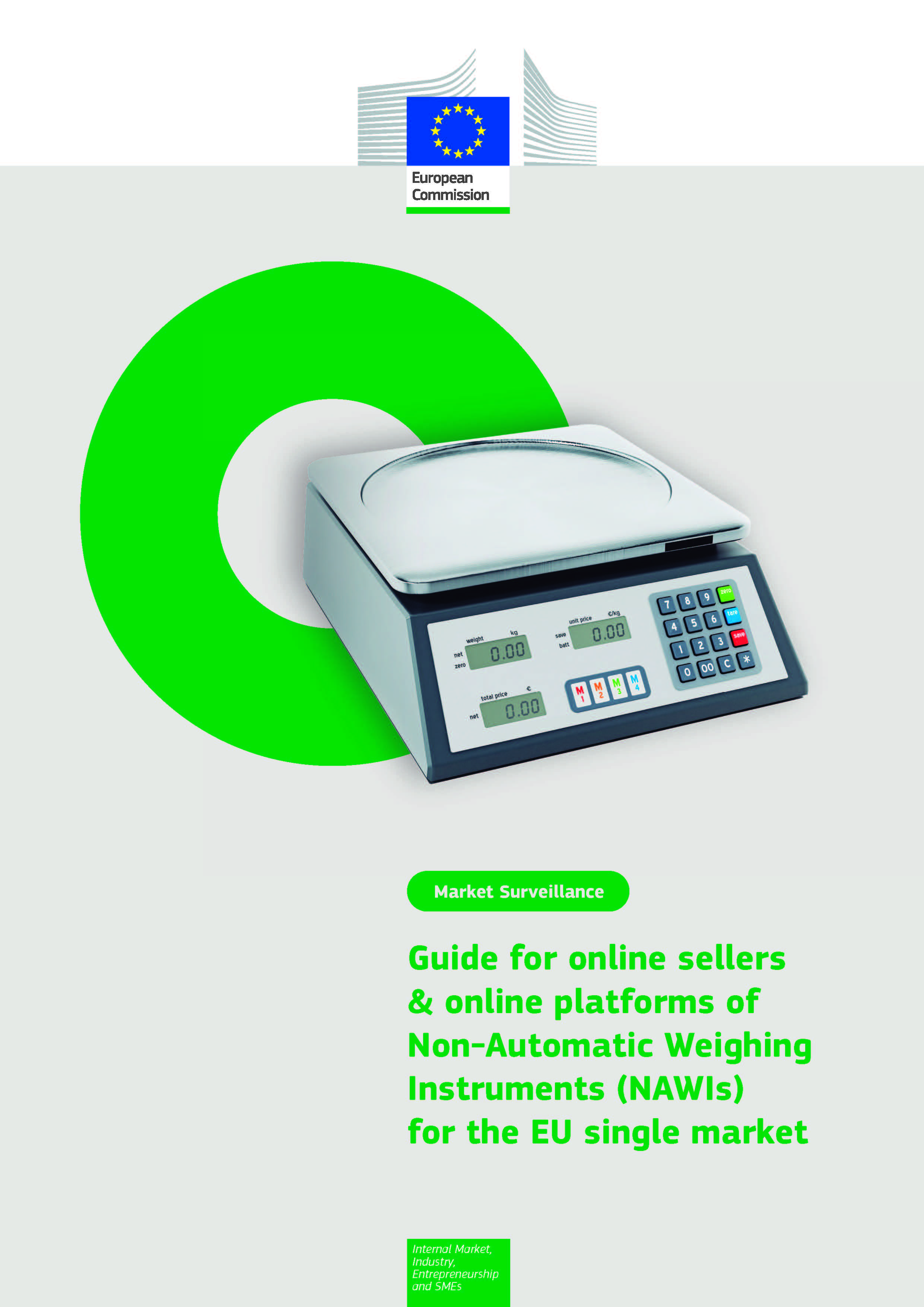 Portada de Guide for online sellers & online platforms of Non-Automatic  Weighing Instruments (NAWIs) for the EU single market