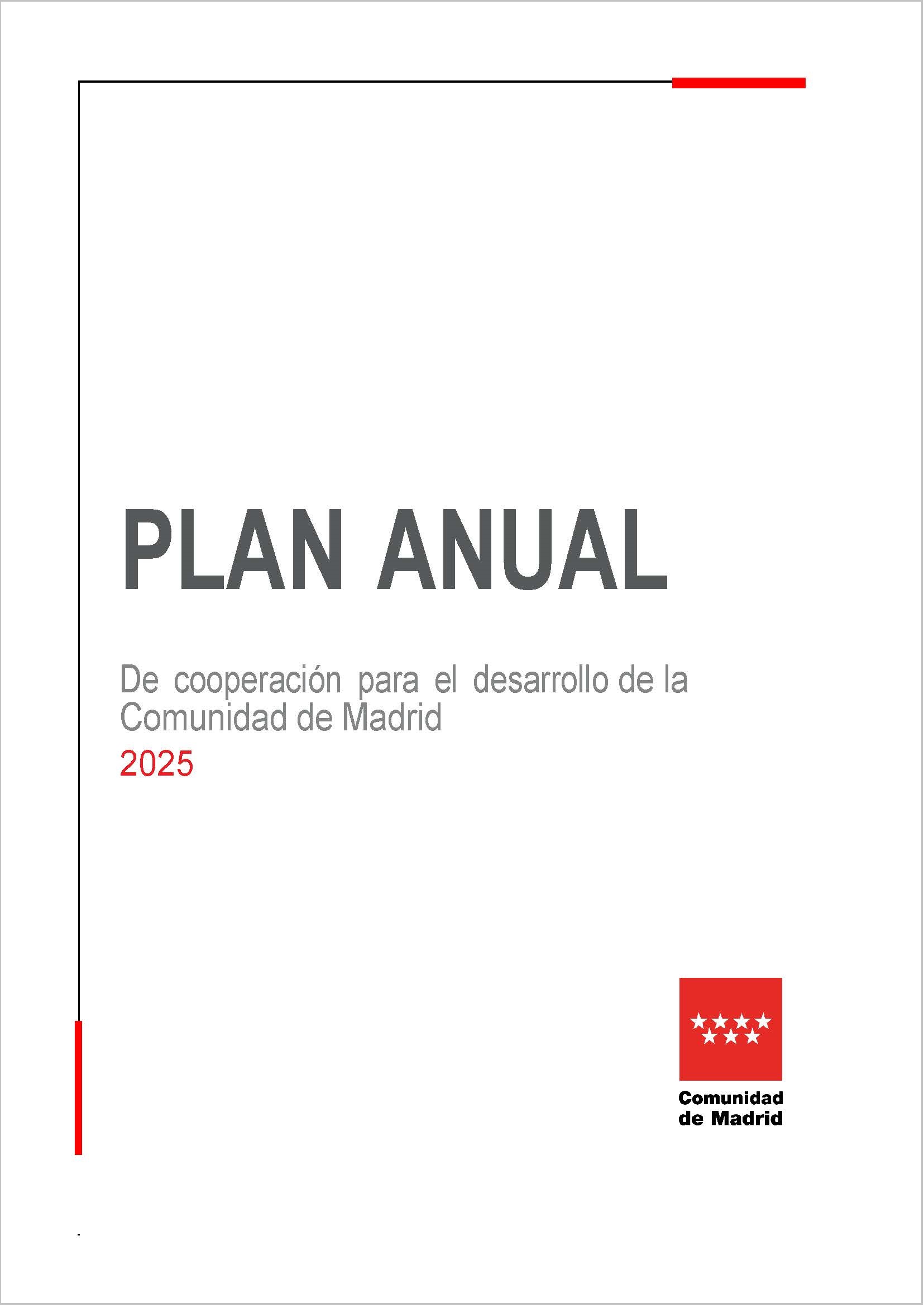 Portada de Plan Anual de Cooperación para el desarrollo de la Comunidad de Madrid 2025