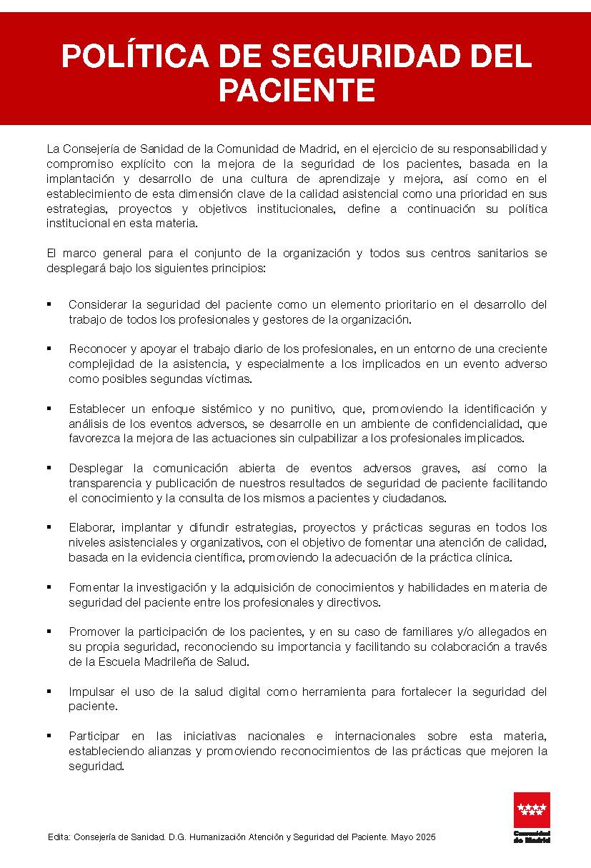 Portada de Política de Seguridad del Paciente