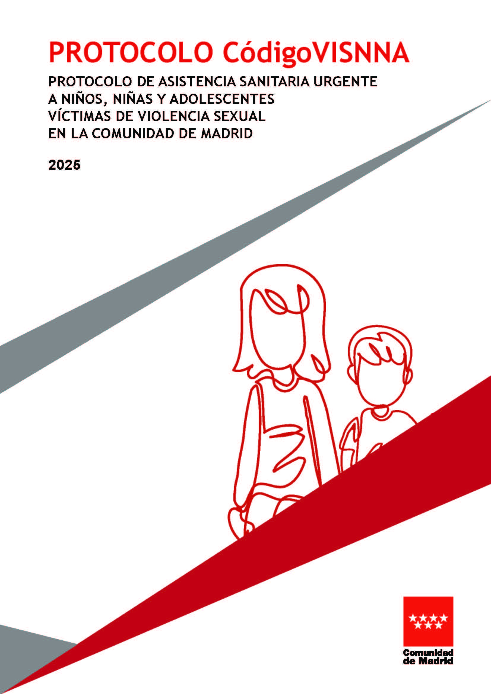 Portada de Protocolo Código VISNNA. Protocolo de asistencia sanitaria urgente a niños, niñas y adolescentes víctimas de violencia sexual en la Comunidad de Madrid 2025