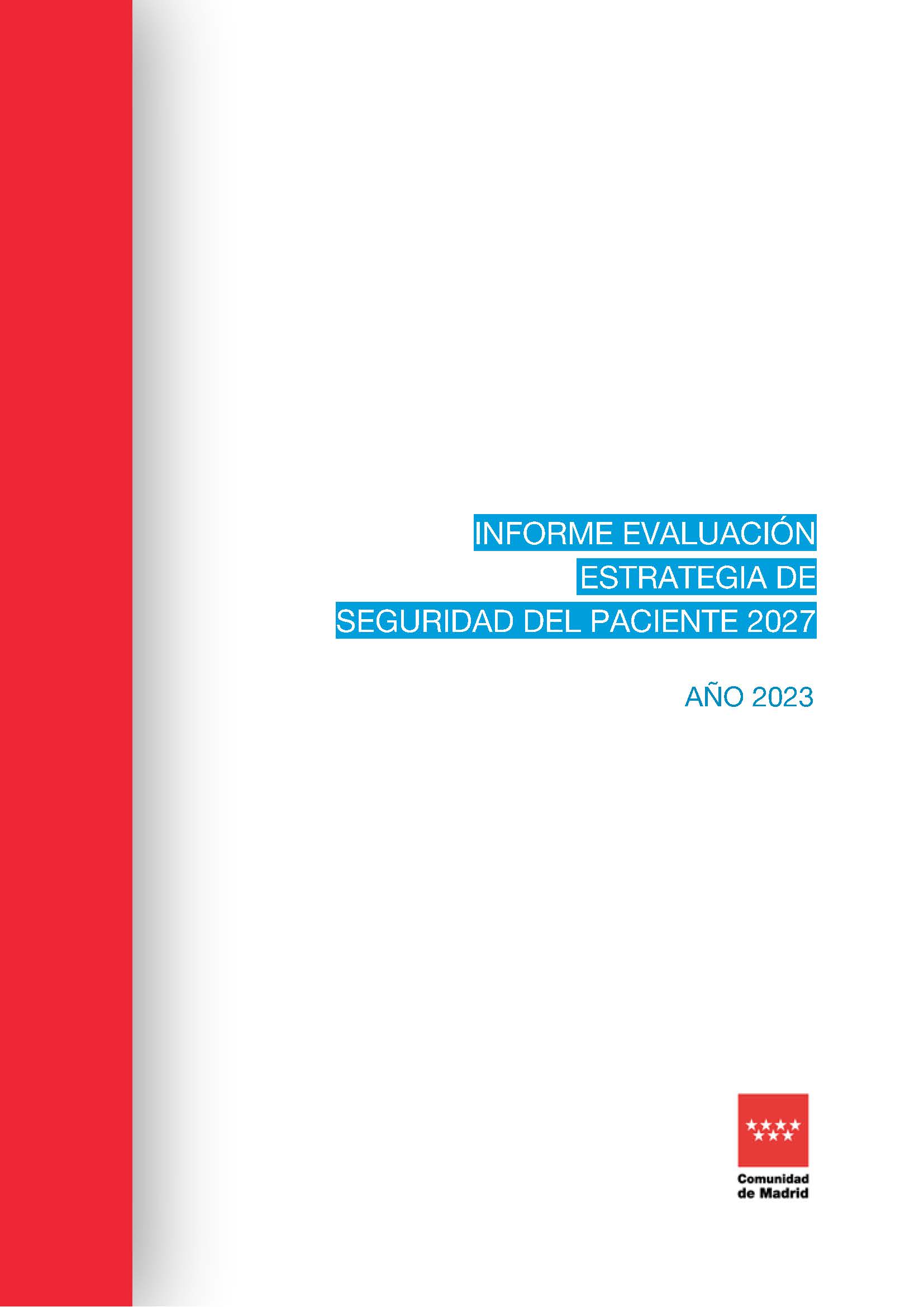 Portada de Informe evaluación estrategia de seguridad del paciente 2027. Año 2023