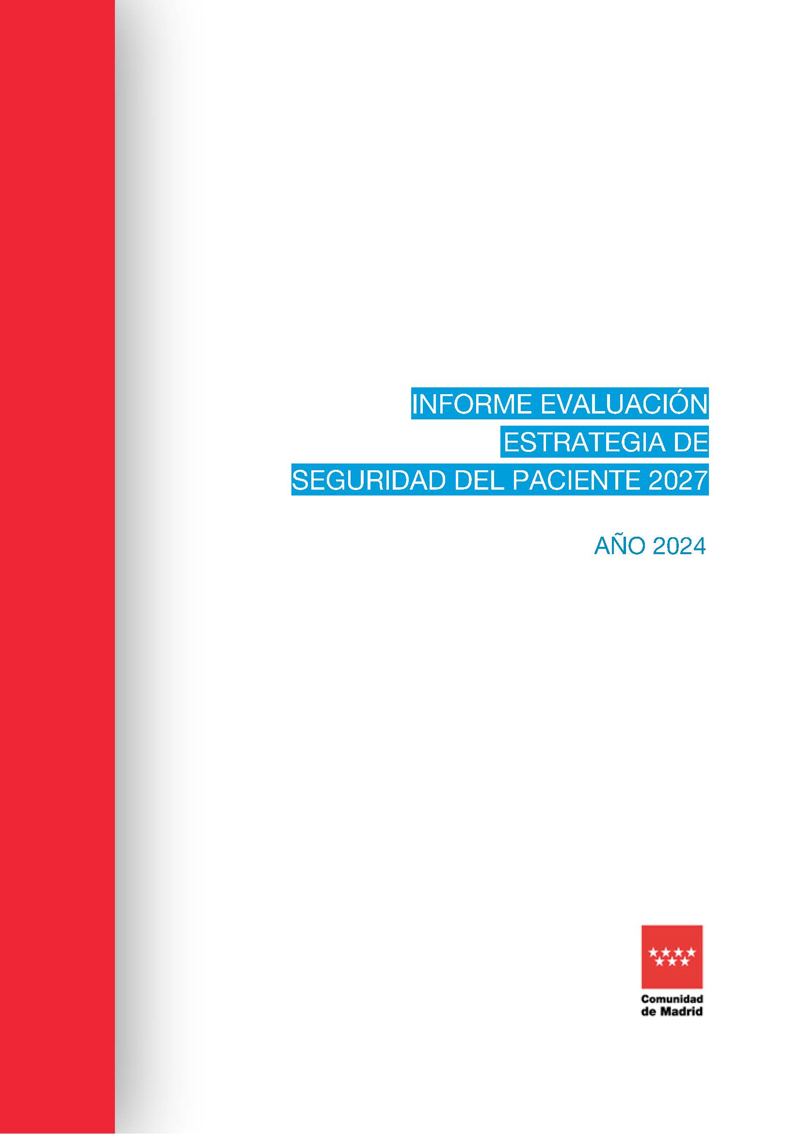 Portada de Informe evaluación estrategia de seguridad del paciente 2027. Año 2024