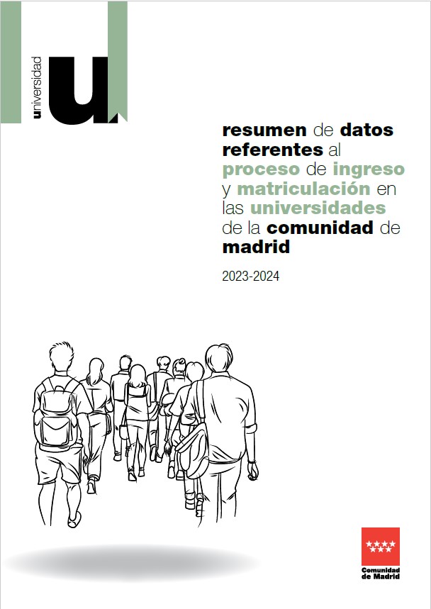 Portada de Resumen de datos referentes al proceso de ingreso y matriculación en las universidades de la Comunidad de Madrid 2023-2024
