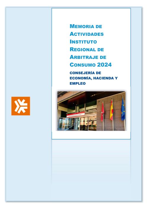 Portada de Memoria de actividades Instituto Regional de Arbitraje de Consumo 2024