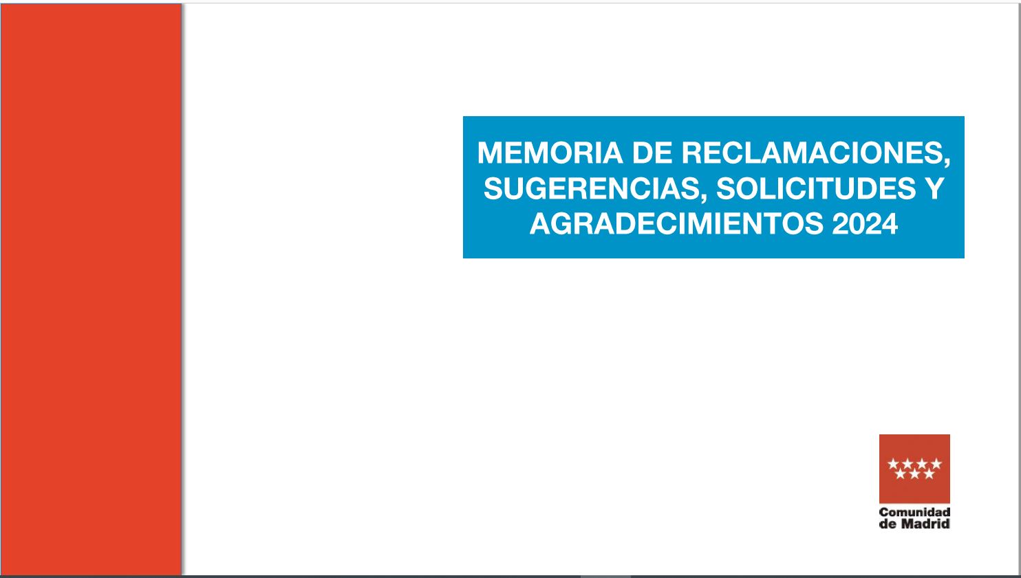 Portada de Memoria de reclamaciones, sugerencias, solicitudes y agradecimientos del año 2024