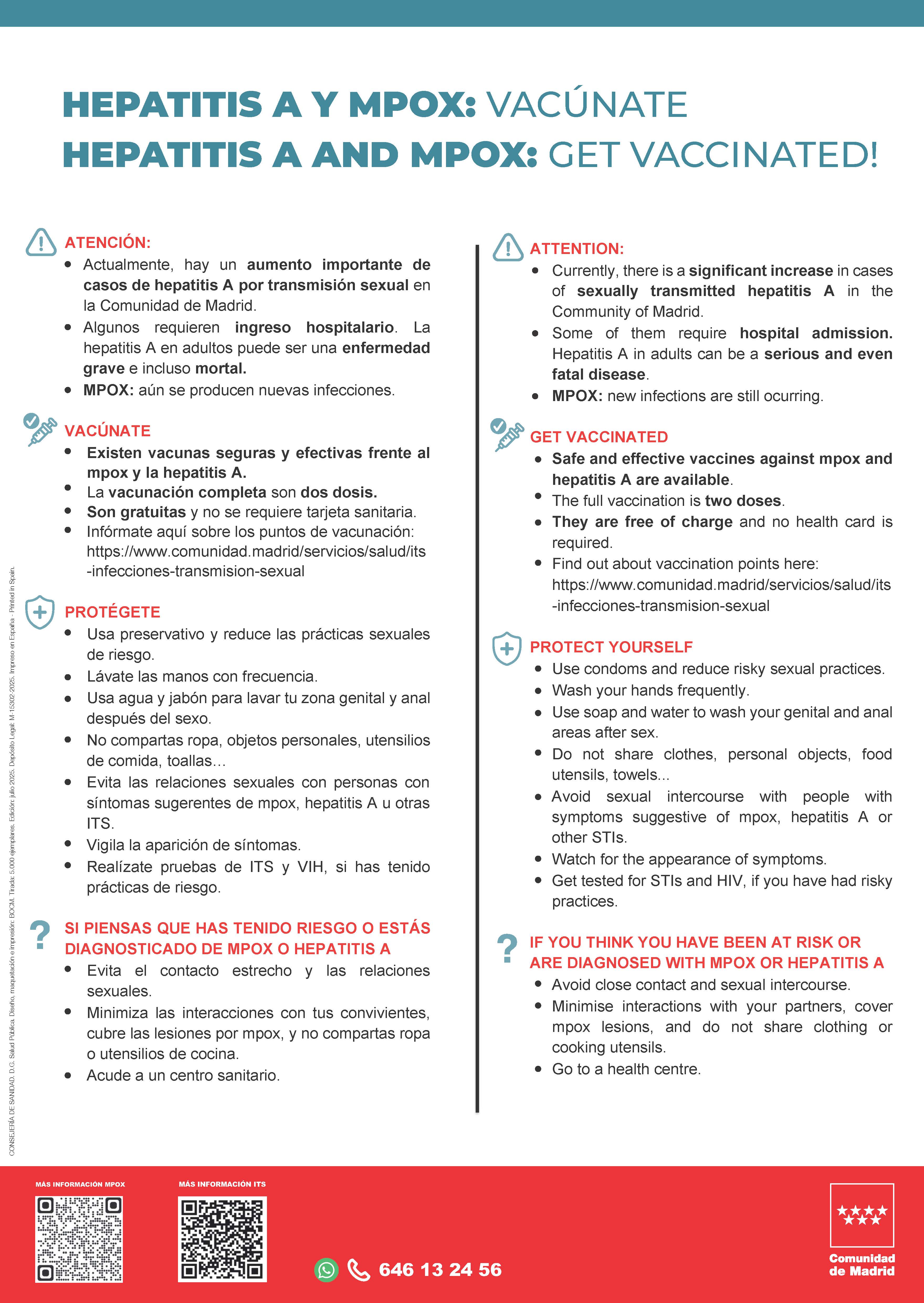 Portada de Hepatitis A y MPOX: Vacúnate / Hepatitis A and MPOX: Get Vaccinated (Cartel bilingüe)