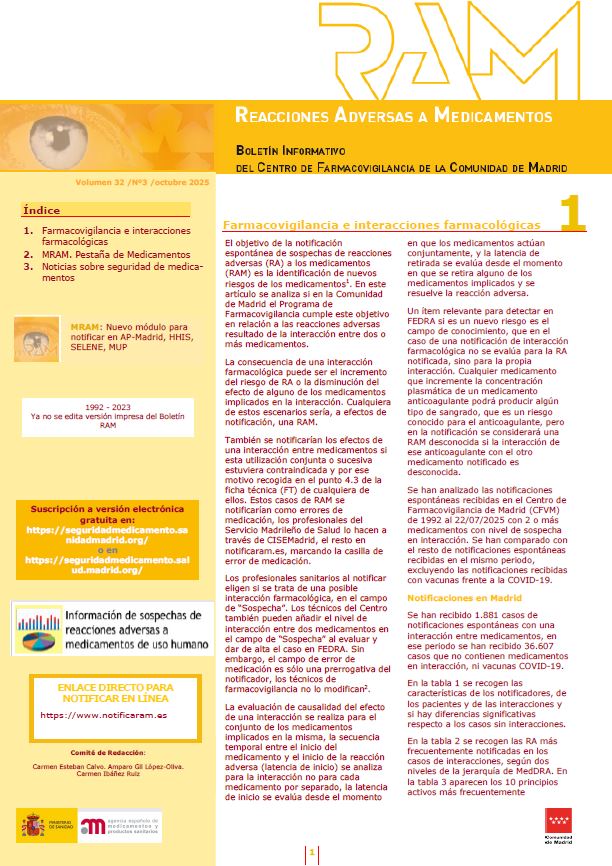 Portada de Boletín RAM, vol. 32, nº 3, octubre 2025