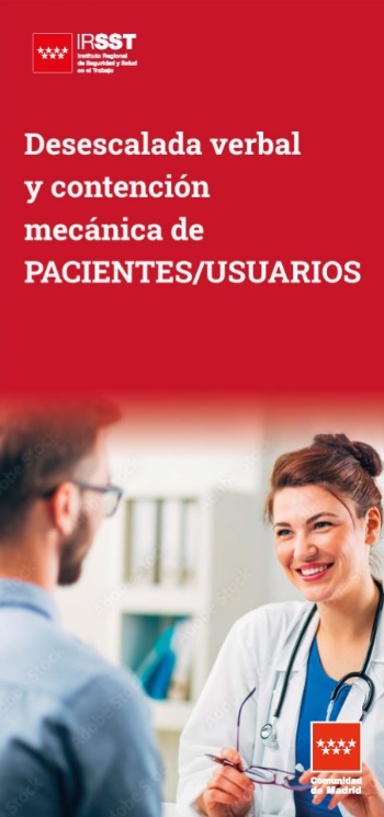 Portada de Desescalada verbal y contención mecánica de pacientes/usuarios.(Tríptico)