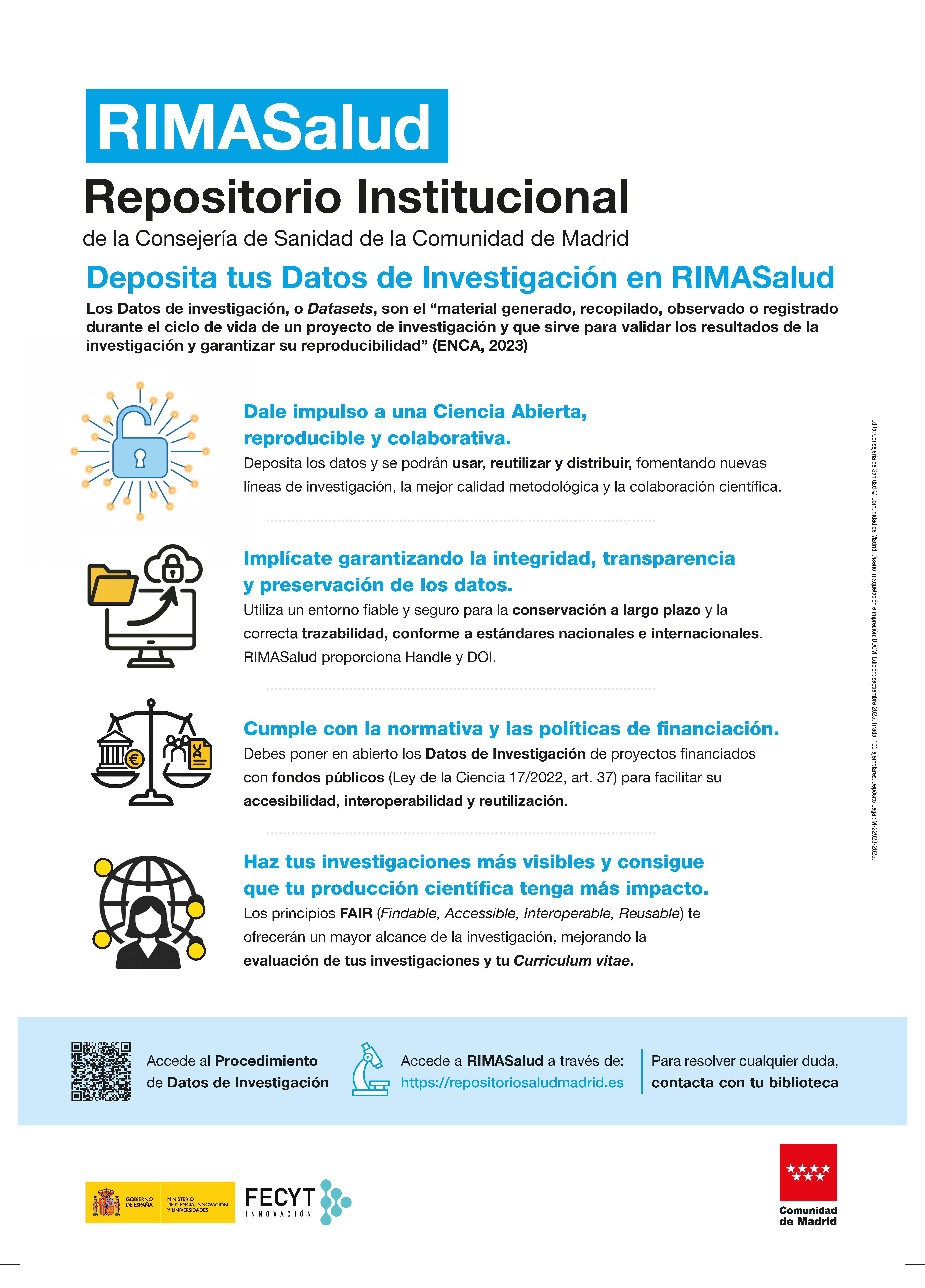 Portada de Deposita tus datos de investigación en RIMASalud Repositorio Institucional