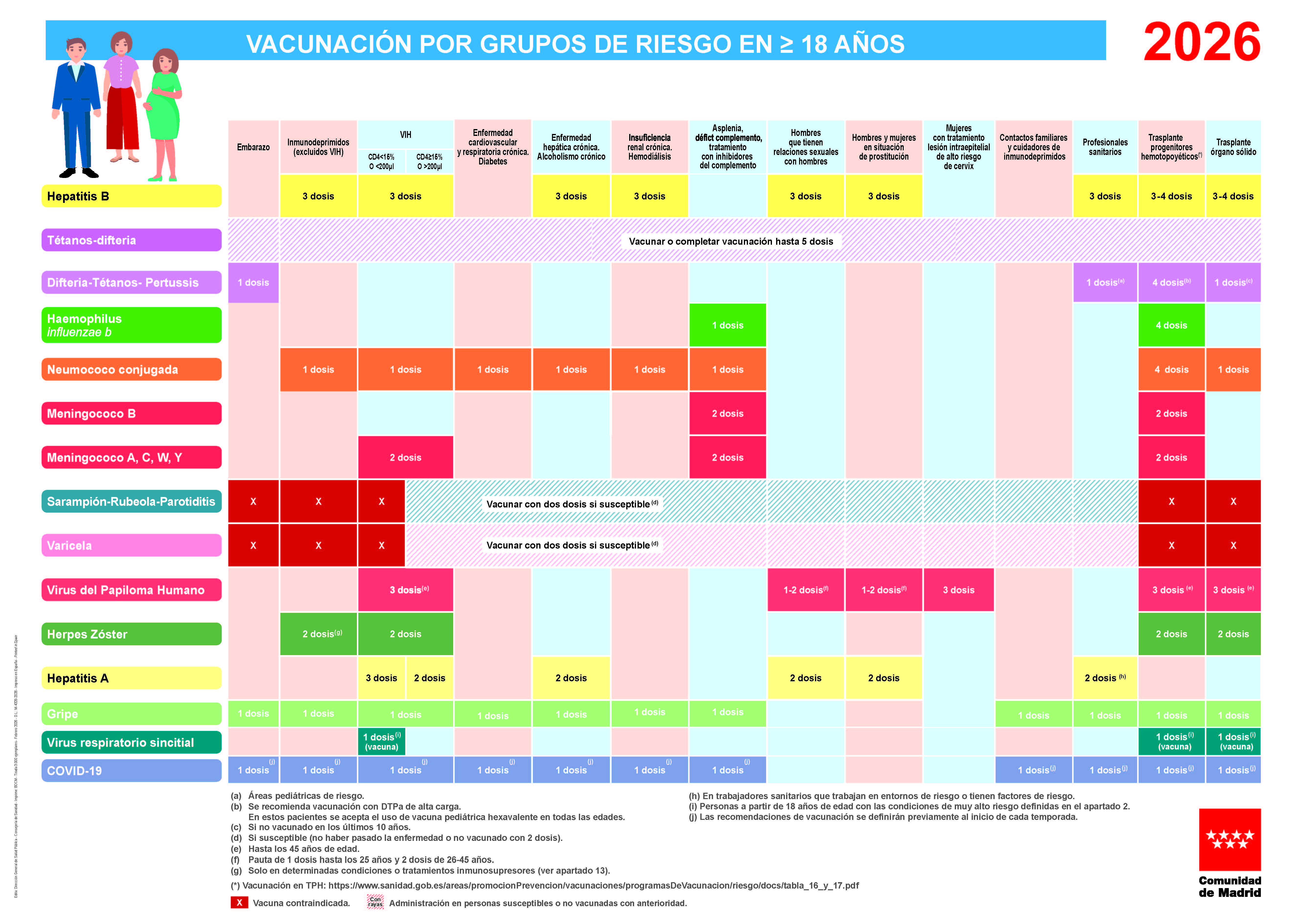 Portada de Vacunación por grupos de riesgo en mayores de 18 años. Año 2026 (Cartel)