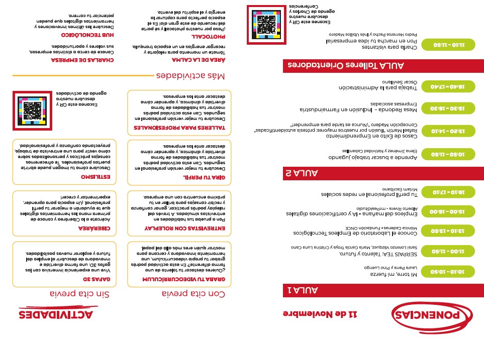 Portada de Folleto conferencias y empresas de la XVI Feria de Empleo para Personas con Discapacidad de la Comunidad de Madrid