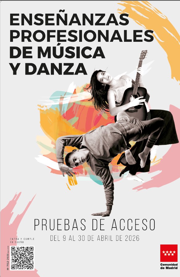Portada de Pruebas de acceso a las enseñanzas profesionales de música y danza. Curso 2026-2027 (Cartel 60x88)