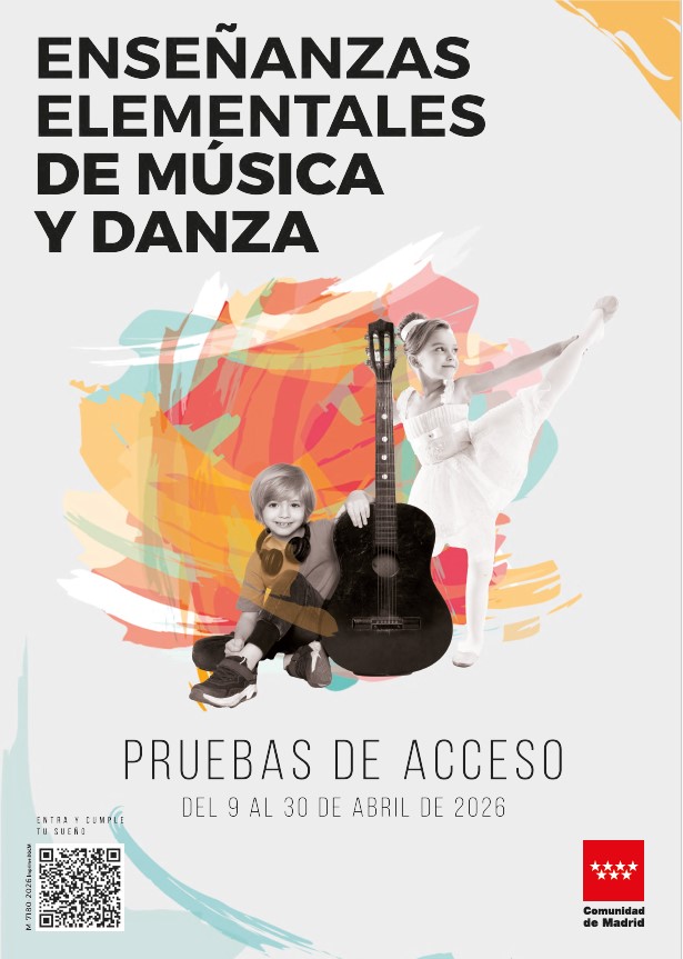 Portada de Pruebas de acceso a las enseñanzas elementales de música y danza. Curso 2026-2027 (Cartel 70x100)