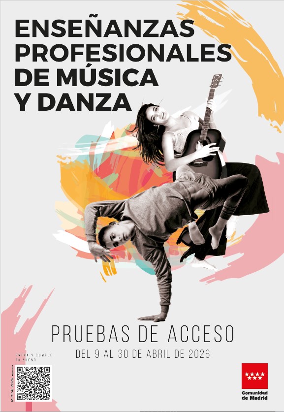 Portada de Pruebas de acceso a las enseñanzas profesionales de música y danza. Curso 2026-2027 (Cartel 70x100)