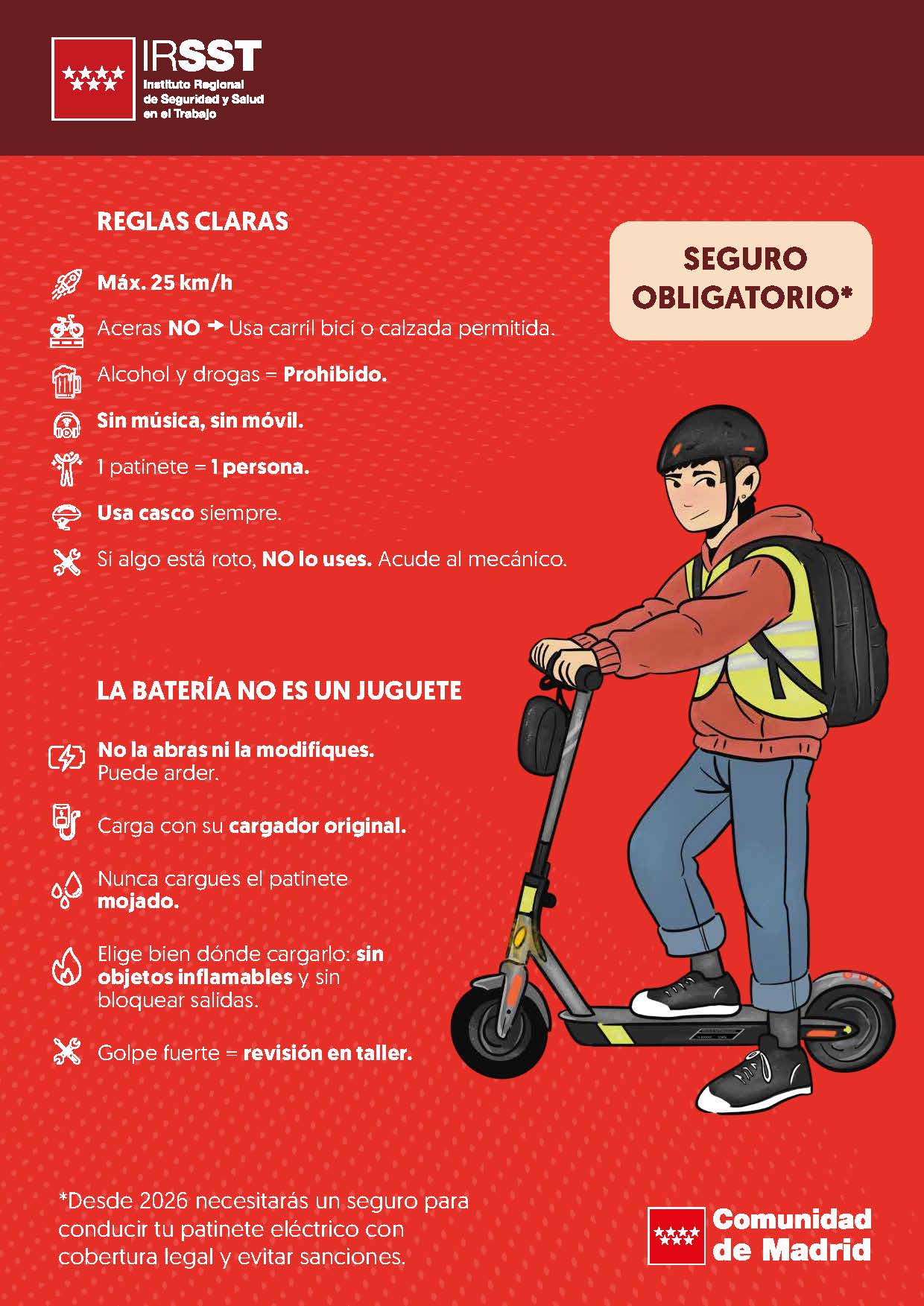 Portada de la publicación Reglas claras con el patinete eléctrico. La batería no es un juguete.(Folleto)