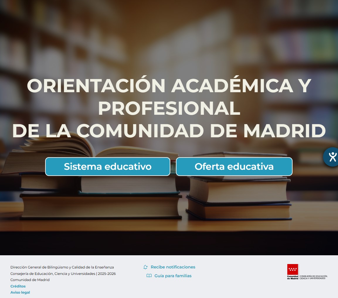 Portada de la publicación Orientación Académica y Profesional de la Comunidad de Madrid 2025 (sitio web)