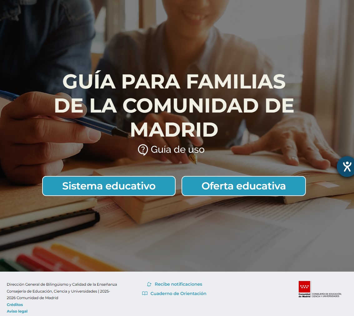 Portada de la publicación Guía para familias de la Comunidad de Madrid 2025 (sitio web)