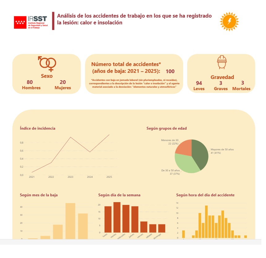 Portada de la publicación Análisis de los accidentes de trabajo en los que se ha registrado la lesión: calor e insolación