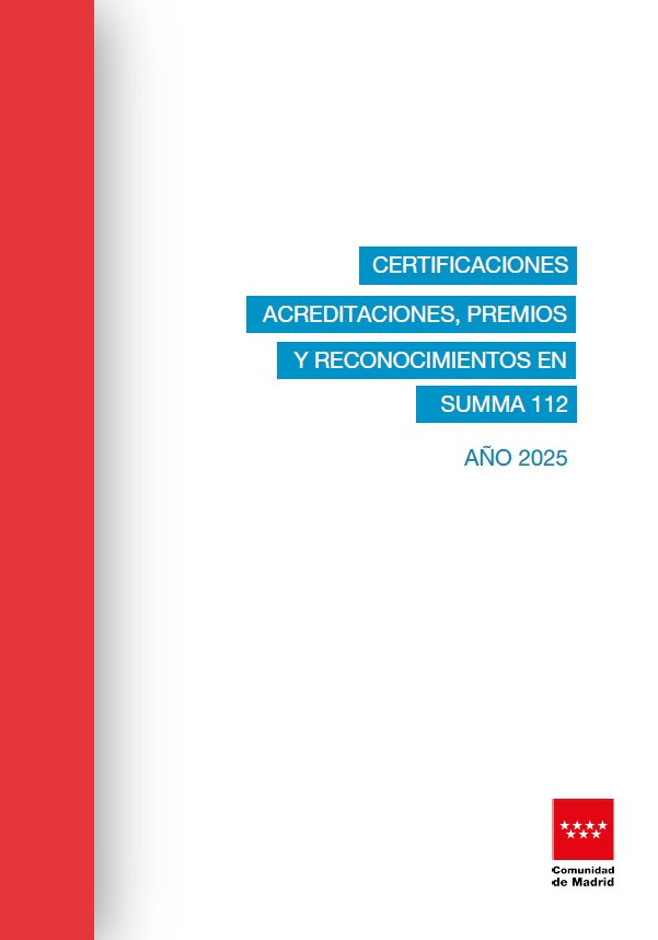 Portada de la publicación Certificaciones, acreditaciones, premios y reconocimientos en SUMMA 112: Año 2025