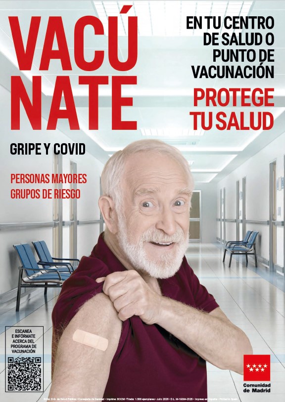 Portada de la publicación Campaña de vacunación frente a la gripe y COVID. Cartel dirigido a hombres mayores