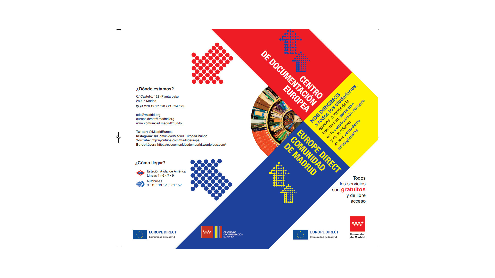 Portada de la publicación Díptico sobre el Centro de Documentación Europea/Europe Direct Comunidad de Madrid