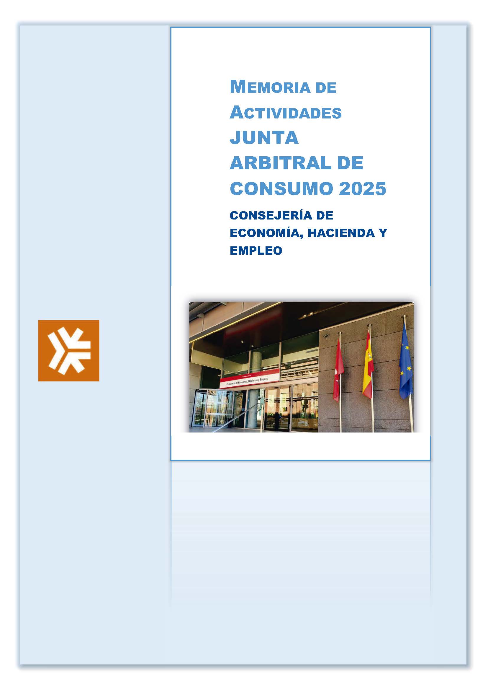Portada de la publicación Memoria de actividades Junta Arbitral de Consumo 2025